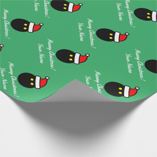 Papier Cadeau Boule de squash avec chapeau de Père Noël drôle (Coin)