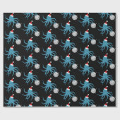 Papier Cadeau Boule Disco Octopus Santa Hat Noël (Plat)