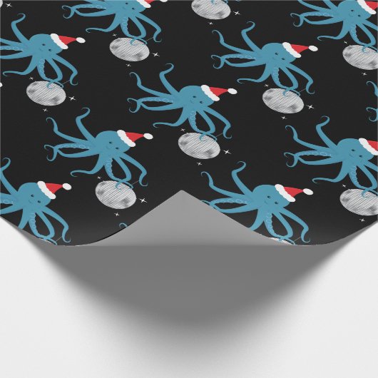 Papier Cadeau Boule Disco Octopus Santa Hat Noël (Coin)