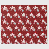 Papier Cadeau Boule Disco Pink Octopus Santa Hat Noël (Plat)