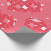 Papier Cadeau boule disco valentine 1970 coeur rose (Coin)