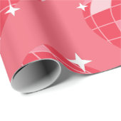 Papier Cadeau boule disco valentine 1970 coeur rose (Coin rond)