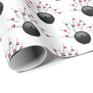 Papier Cadeau boule et goupilles de bowling sur le blanc