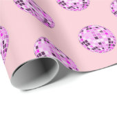 Papier Cadeau Boule moderne rose violet Disco Motif Pastel rose (Coin rond)