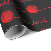 Papier Cadeau boule rouge de fil avec texte tricoté (Coin rond)