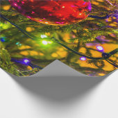 Papier Cadeau Boule Rouge, Lumières Bleues (Coin)