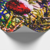 Papier Cadeau Boule rouge, lumières de Noël (Coin)