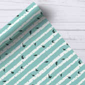 Papier Cadeau Bouleaux bleus chic et oiseaux jolis