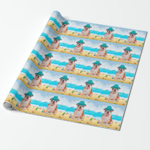 Papier Cadeau Bouledogue anglais sur la plage