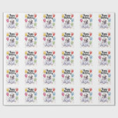 Papier Cadeau Bouledogue avec Ballons (Plat)