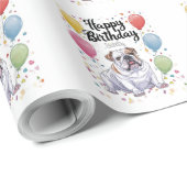 Papier Cadeau Bouledogue avec Ballons (Coin rond)