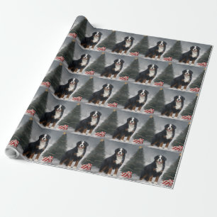 Papier Cadeau Bouledogue de montagne bernois dans la neige de No