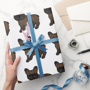 Papier Cadeau Bouledogue français bringé Motif de chien de dessi