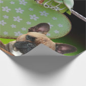 Papier Cadeau Bouledogue français Cœur vert French Bulldog (Coin)