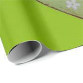 Papier Cadeau Bouledogue français Cœur vert French Bulldog (Coin rond)