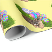 Papier cadeau bouledogue français de Pâques (Coin rond)