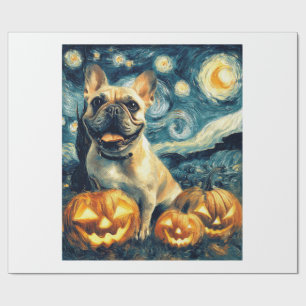 Papier Cadeau Bouledogue français de van gogh nuit étoilée hallo