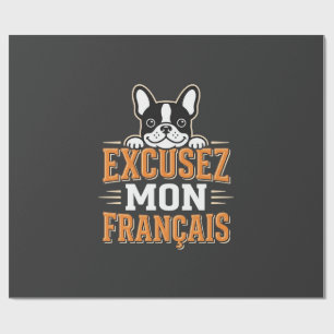 Papier Cadeau Bouledogue Français Excusez Mon Franais Design