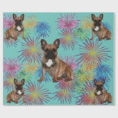 Papier Cadeau Bouledogue français feu d'artifice French Bulldog (Plat)