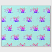 Papier Cadeau Bouledogue français néon French Bulldog (Plat)