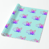 Papier Cadeau Bouledogue français néon French Bulldog (Déroulé)