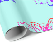 Papier Cadeau Bouledogue français néon French Bulldog (Coin rond)