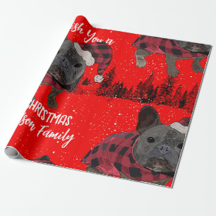Papier Cadeau Bouledogue français Noël personnalisé Dog Frenchie