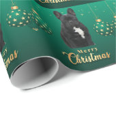 Papier Cadeau Bouledogue français noir French Bulldog (Coin rond)