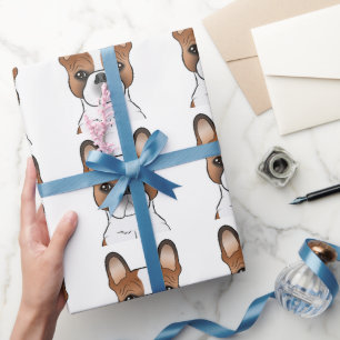 Papier Cadeau Bouledogue français pie rouge dessin animé