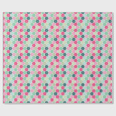 Papier Cadeau Boules de corail rose pastel et vert (Plat)