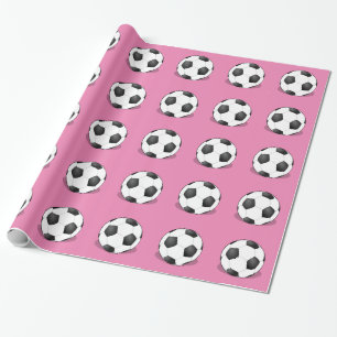Papier Cadeau Boules De Football Sur Arrière - plan Rose
