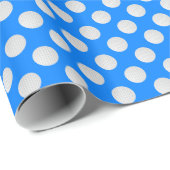Papier Cadeau Boules de golf blanches sur Azure Blue (Coin rond)
