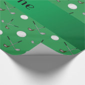 Papier Cadeau Boules de golf vertes nommées personnalisées (Coin)