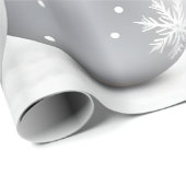 Papier Cadeau Boules de Noël argentées élégantes Branches Vacanc (Coin rond)