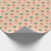 Papier Cadeau Boules de Noël beige rose et ornements (Coin)