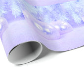 Papier Cadeau Boules de Noël bleues sur neige avec Arrière - pla (Coin rond)