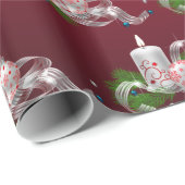 Papier Cadeau Boules de Noël, Bougie Red Holiday (Coin rond)