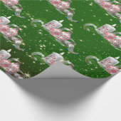 Papier Cadeau Boules de Noël, Bougies Vacances Vertes (Coin)