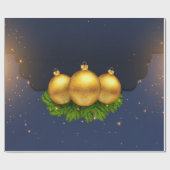 Papier Cadeau Boules de Noël Branches de Pin (Plat)
