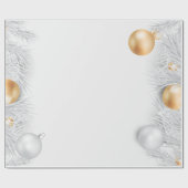 Papier Cadeau Boules de Noël, Branches de Pin (Plat)
