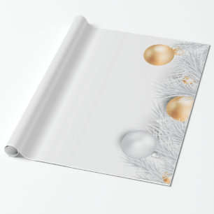 Papier Cadeau Boules de Noël, Branches de Pin
