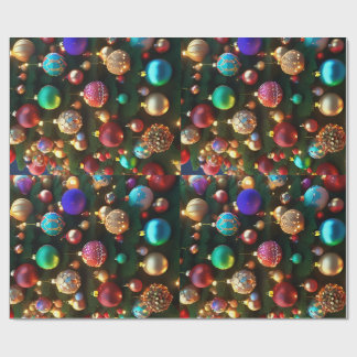 Papier Cadeau Boules de Noël colorées