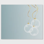 Papier Cadeau Boules de Noël élégantes Bleu Vacances (Plat)