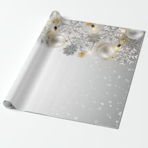 Papier Cadeau Boules de Noël,Guirlandes Lumineuses,Flocons de Ne