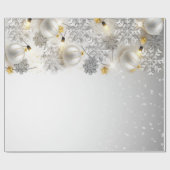 Papier Cadeau Boules de Noël, Lumières à cordes, Flèches de neig (Plat)