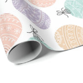 Papier Cadeau Boules de Noël Pastel (Coin rond)