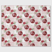 Papier Cadeau Boules de Noël rouges (Plat)
