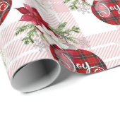 Papier Cadeau Boules de Noël rouges (Coin rond)