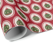 Papier Cadeau Boules de Noël rouges et vertes (Coin rond)