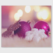 Papier Cadeau Boules de Noël Violet Élégant Fêtes (Plat)